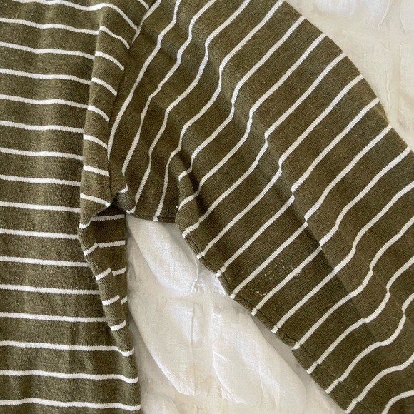 Eileen Fisher Olive Striped Long Sleeve Top - Picture 3 of 8